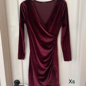 Brand New Velvet Like Maroon Colored Dress